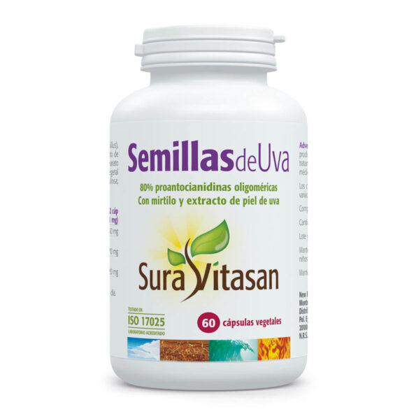 Frasco de Sementes de Uva O.P.C. da Sura Vitasan, 60 cápsulas