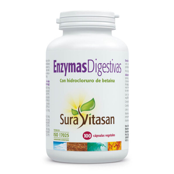 Frasco de Enzimas Digestivas da Sura Vitasan, 100 cápsulas